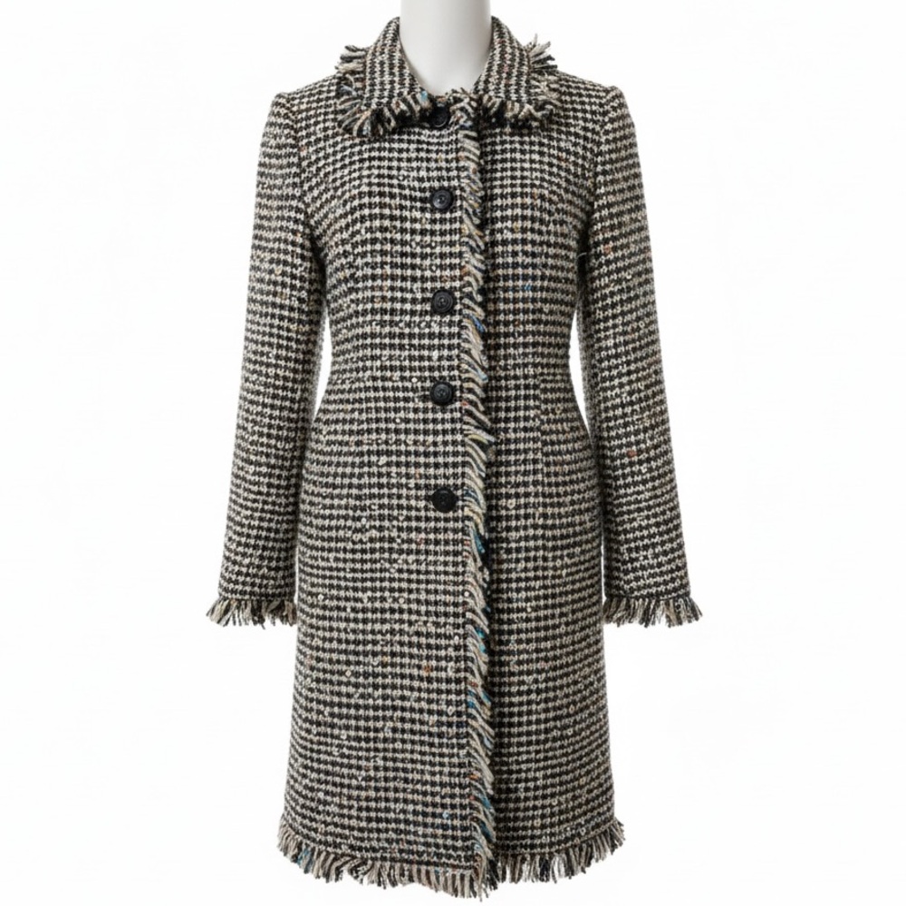 Luxury Designer Vibes Style Multicolor Tweed Coat